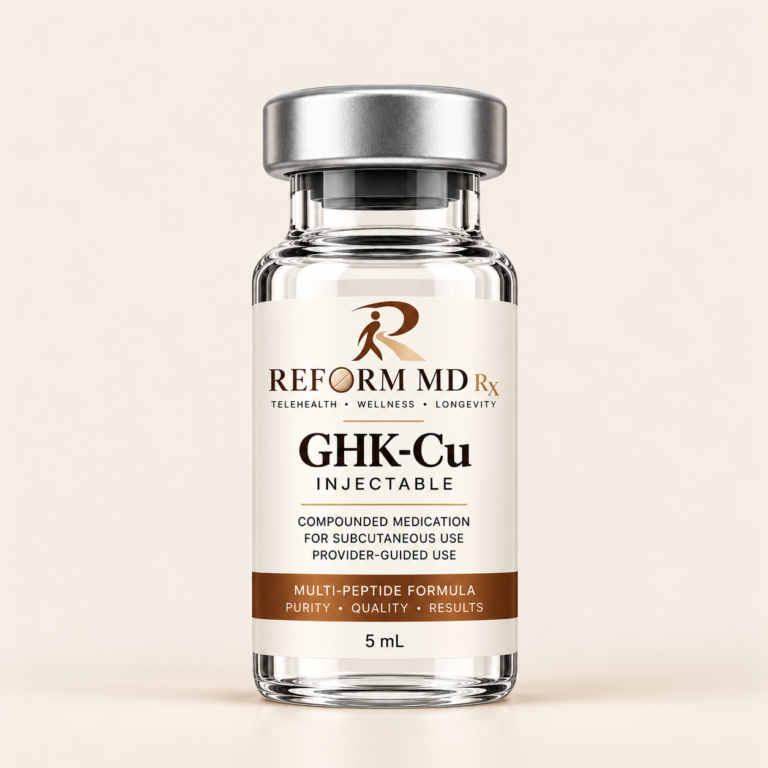 Cellular Wellness & Longevity 7 Reform MD Rx branded GHK-Cu vial on a plain background