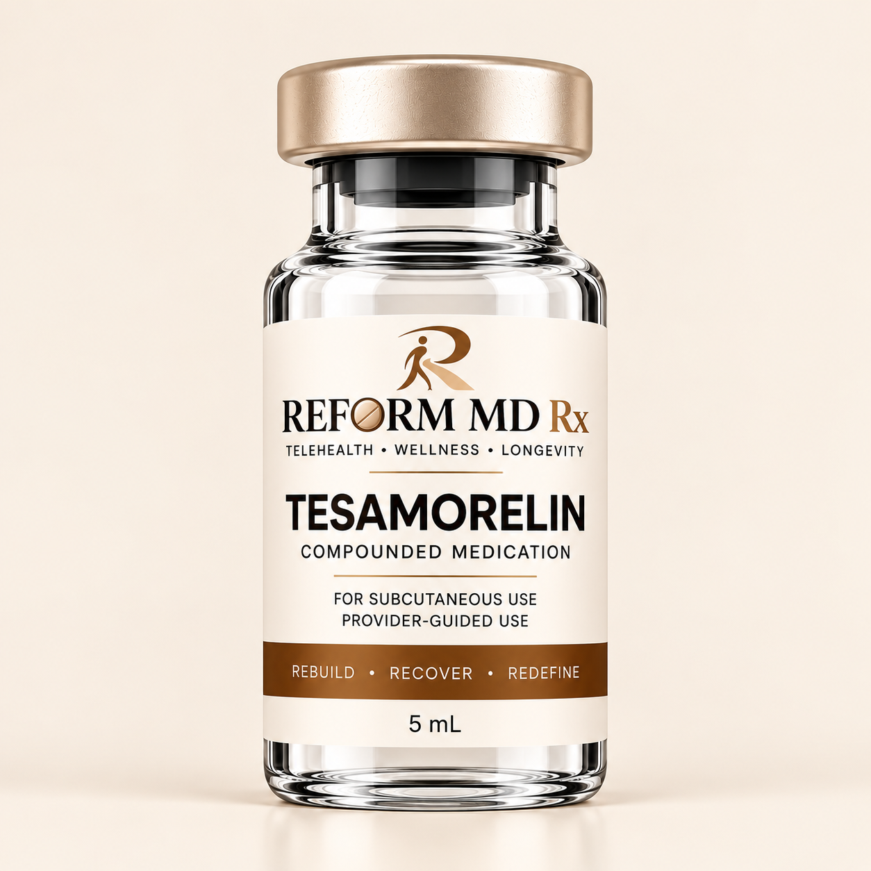 Tesamorelin - 12 Week Supply 1 Reform MD Rx branded tesamorelin vial on a plain background