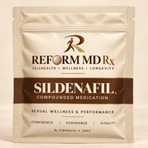 Reform MD Rx sildenafil troche pouch on a plain background